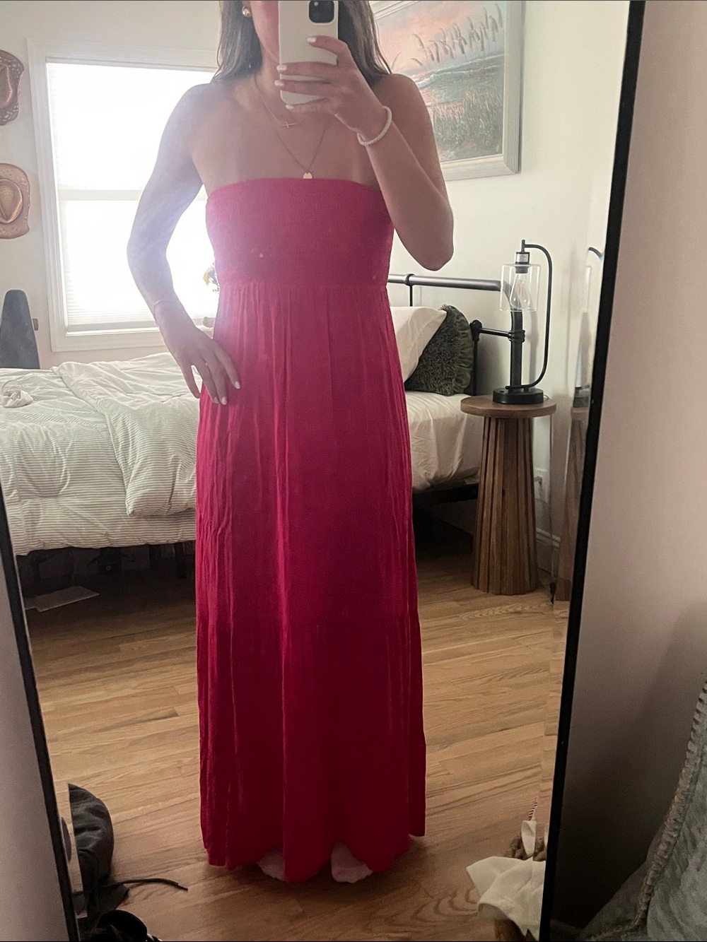 Strapless pink Maxi Dress